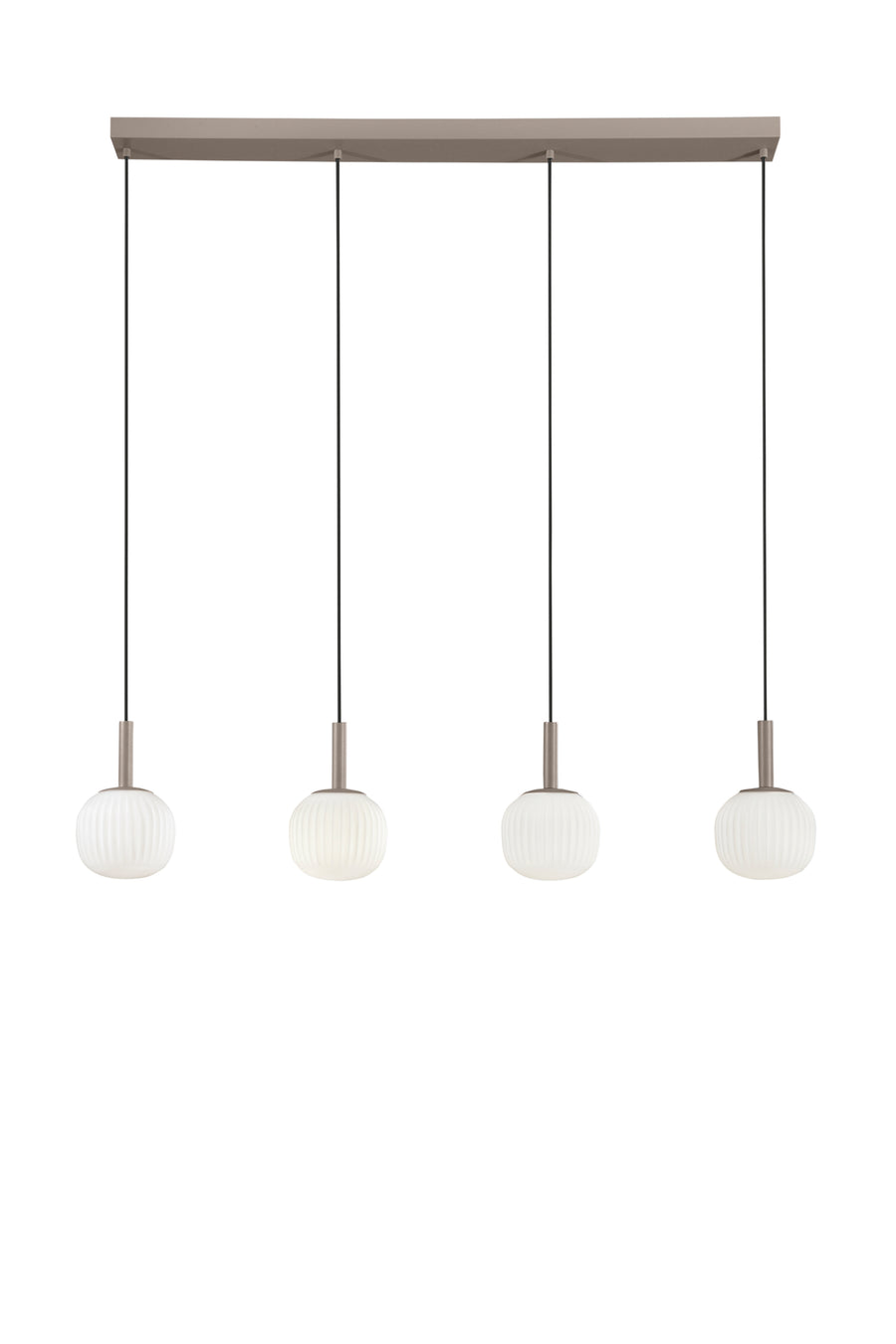 SOSPENSIONE ERIS BIANCO E MARRONE QUATTRO PENDENTI IN ALLUMINIO+VETRO 4XE14 114X16X150CM