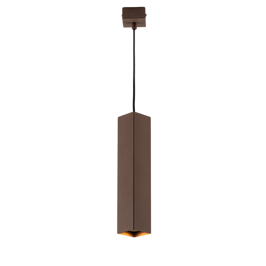 SOSPENSIONE FLUKE QUADRATA CORTEN 1XGU10 6X6X30CM