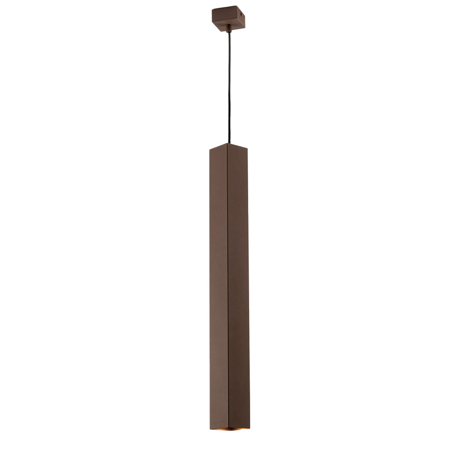 SOSPENSIONE FLUKE QUADRATA CORTEN 1XGU10 6X6X60CM