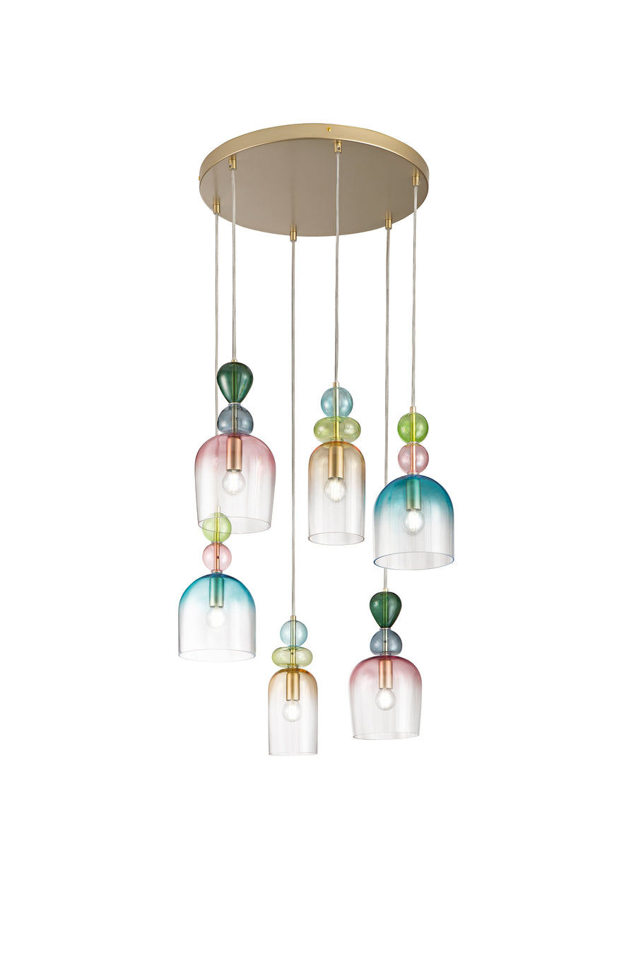 SOSPENSIONE GAUDI SEI PENDENTI IN VETRO 6XE14 57X185,5CM