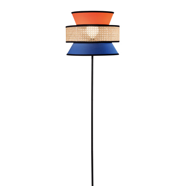 PIANTANA GAZEBO ARANZIONE+BLU+RATTAN NATURALE 1XE27 D40X145CM