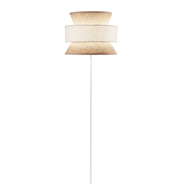 PIANTANA GAZEBO IN RATTAN NATURALE E TESSUTO BEIGE 1XE27 D40X145CM