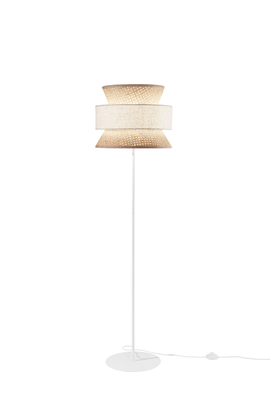 PIANTANA GAZEBO IN RATTAN NATURALE E TESSUTO BEIGE 1XE27 D40X145CM