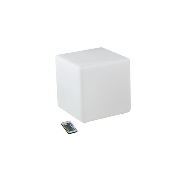 LAMPADA LED RICARICABILE GECO CUBO BIANCO 4W 240LM RGBW DIMM. IP65 TELECOMANDO IR INCLUSO 30X30X30CM