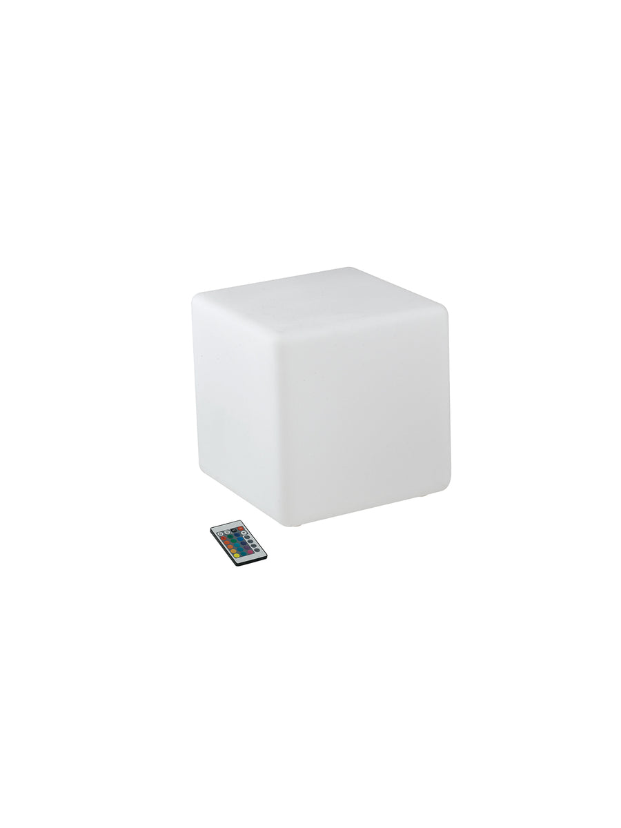 LAMPADA LED RICARICABILE GECO CUBO BIANCO 4W 240LM RGBW DIMM. IP65 TELECOMANDO IR INCLUSO 30X30X30CM