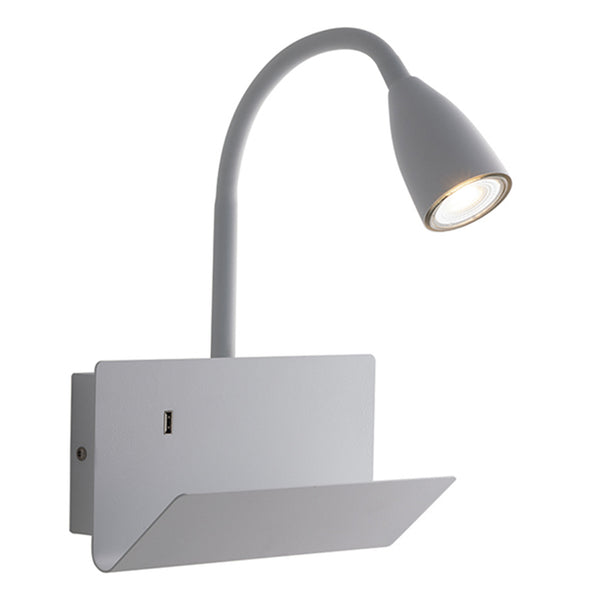 APPLIQUE GULP FLESSIBILE BIANCA CON USB 2A 1XGU10 23X27X49CM