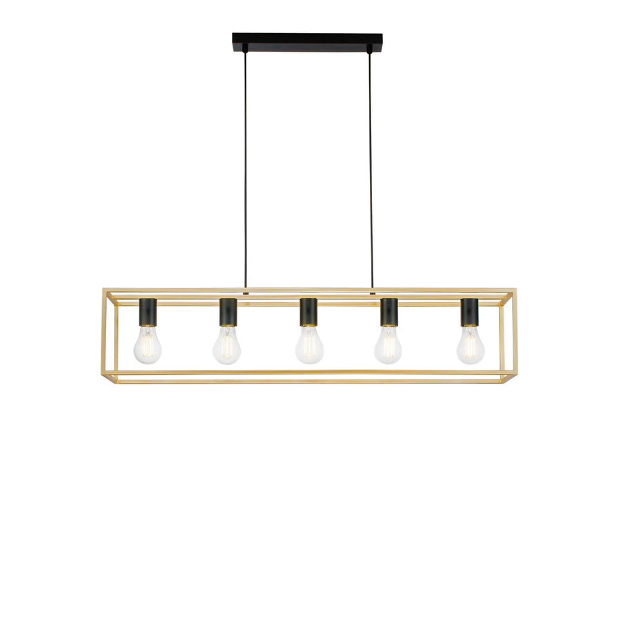 SOSPENSIONE KIMERA NERA/ORO 5XE27 100X20X150CM