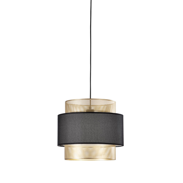 SOSPENSIONE LOUNGE SINGOLO PENDENTE ORO E NERO IN METALLO 1XE27 D35X200CM