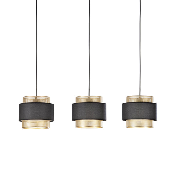 SOSPENSIONE LOUNGE TRE PENDENTI ORO E NERO IN METALLO 3XE27 85X21X200CM
