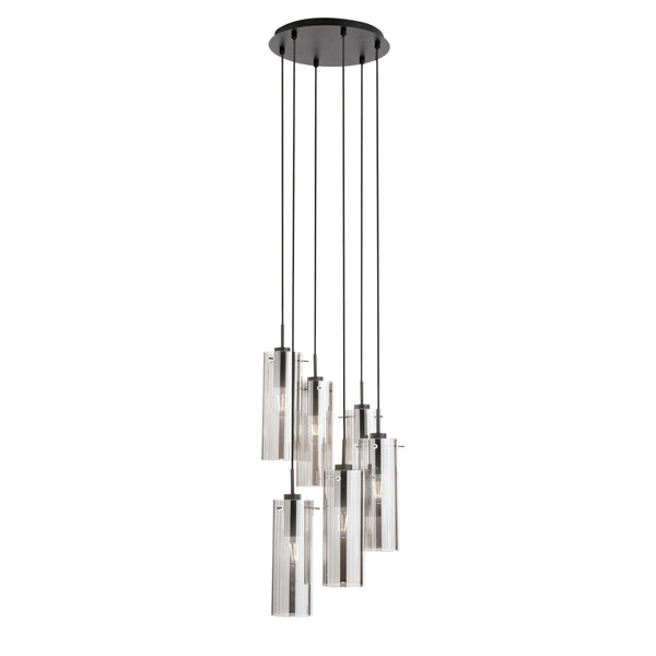 SOSPENSIONE MAGIC NERA/FUME' 6XE27 35X35X150CM