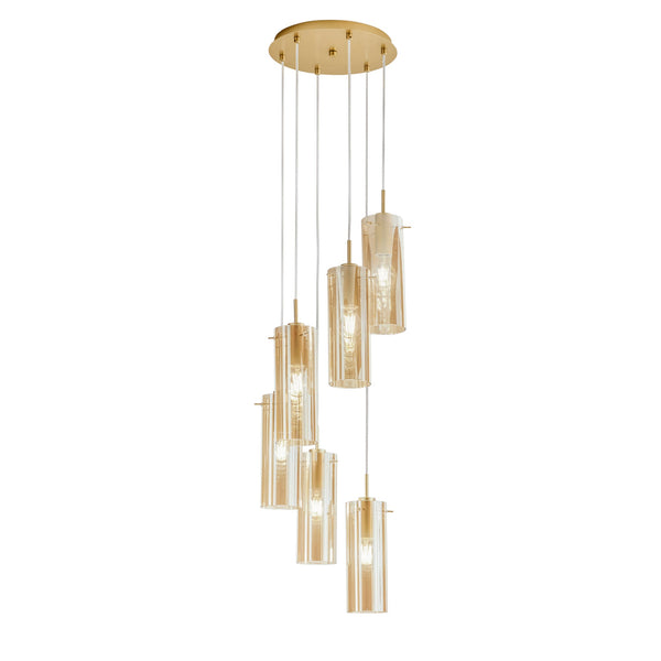 SOSPENSIONE MAGIC ORO/AMBRA 6XE27 35X35X150CM