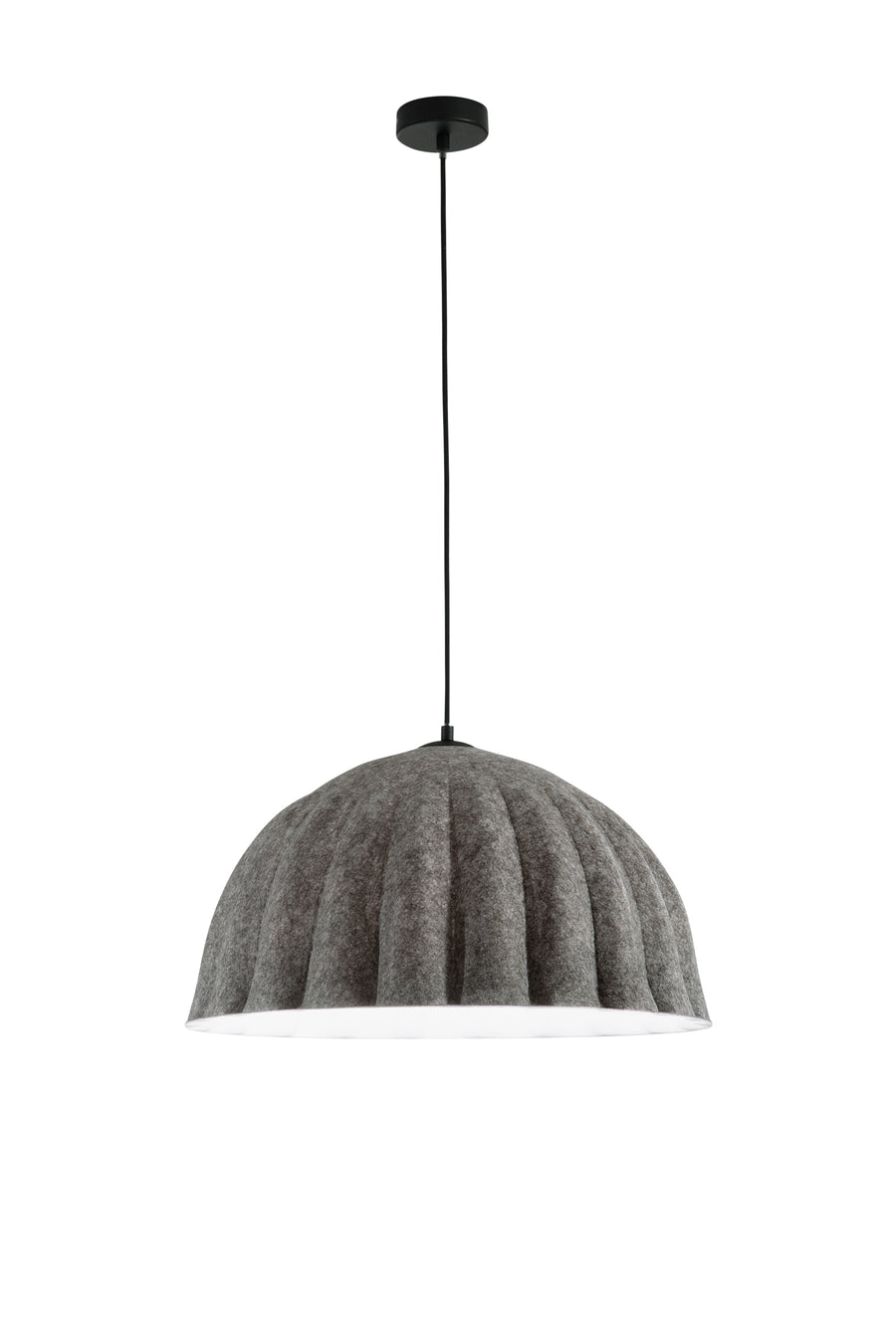 SOSPENSIONE MIDI IN FELTRO GRIGIO/BIANCO CAVO 2M PARALUME 53CM 1XE27