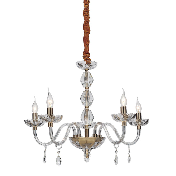 LAMPADARIO RIFLESSO ORO 5XE14 70X190CM