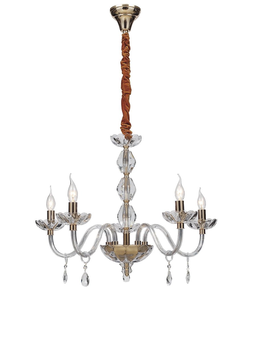 LAMPADARIO RIFLESSO ORO 5XE14 70X190CM