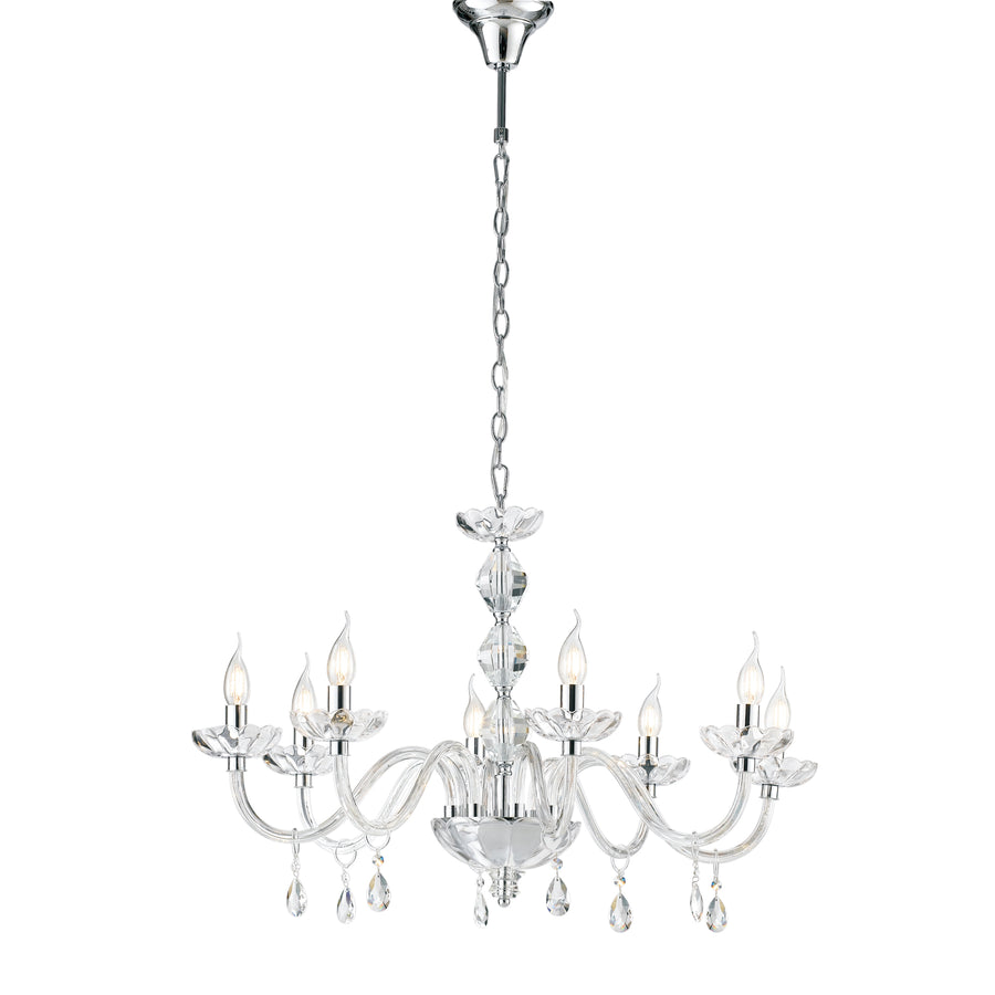 LAMPADARIO RIFLESSO CROMO 8XE14 83X190CM