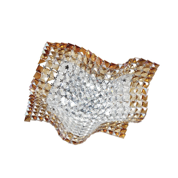 PLAFONIERA RUMBA TRASPARENTI/AMBRA 4XG9 44X44X12CM