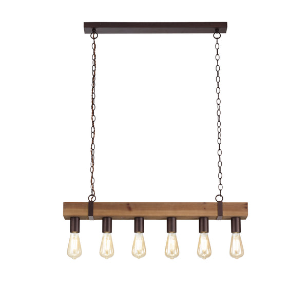 SOSPENSIONE TEXAS LEGNO 6XE27 80X10X135CM