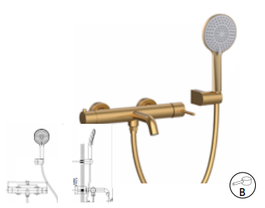 MISCELATORE MONOCOMANDO PER VASCA SMOOTH ORO