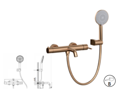 MISCELATORE MONOCOMANDO PER VASCA SMOOTH ROSA ORO SPAZZOLATO