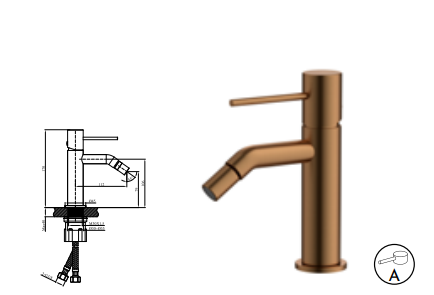 MISCELATORE MONOCOMANDO BIDET SMOOTH ROSA ORO SPAZZOLATO