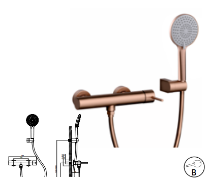 MONOCOMANDO DOCCIA SMOOTH  ROSA ORO SPAZZOLATO