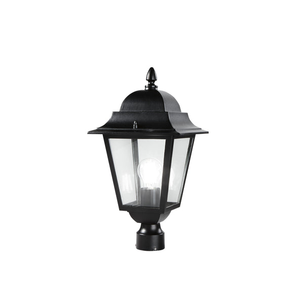 TESTA PALO LANTERNA ROMA NERA CON CASSA DI CONNESSIONE IP44 1XE27 21,5X41,5CM