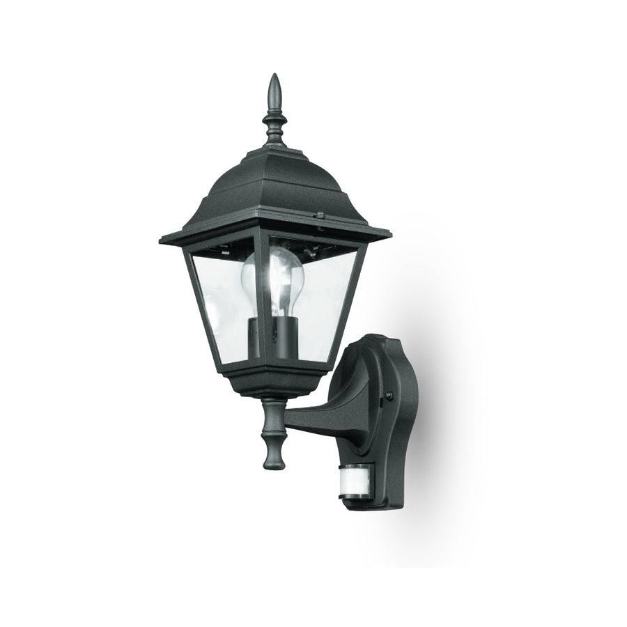 APPLIQUE UP ROMA NERA 1XE27 IP44 CON SENSORE 14,6X19,5X39CM