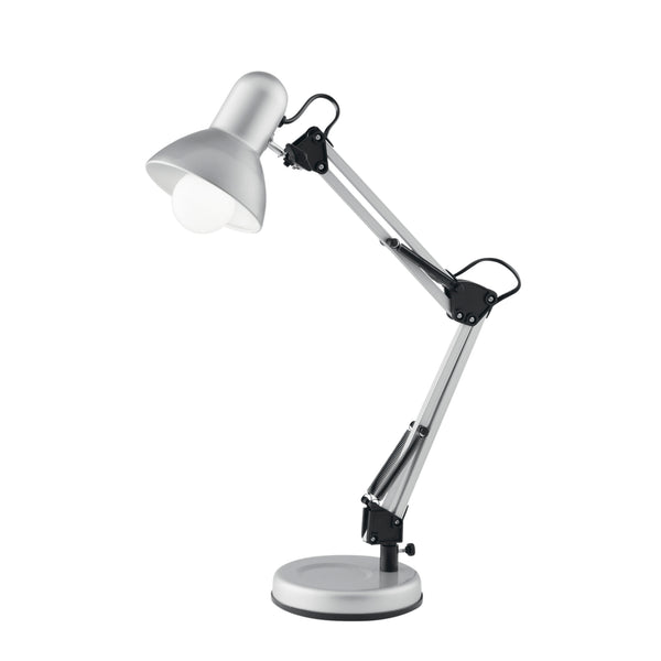 LAMPADA DA LETTURA ARCHITETTO SILVER CON BASE DI APPOGGIO/FISSAGGIO AL TAVOLO 1XE27 42X15X60CM