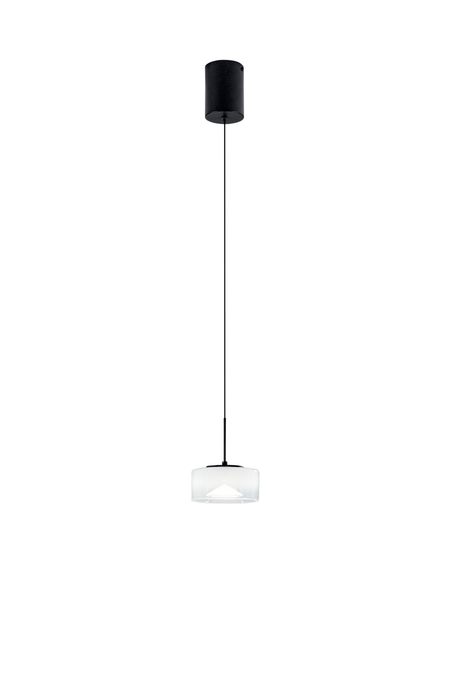 SOSPENSIONE LED EMILY BIANCA SINGOLA IN VETRO+METALLO 8W CCT 2700-3200-4000K D15X150CM