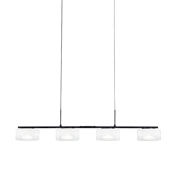 SOSPENSIONE LED EMILY BIANCA QUATTRO PENDENTI IN VETRO+METALLO 30W CCT 2700/3200/4000K 92X12X150CM