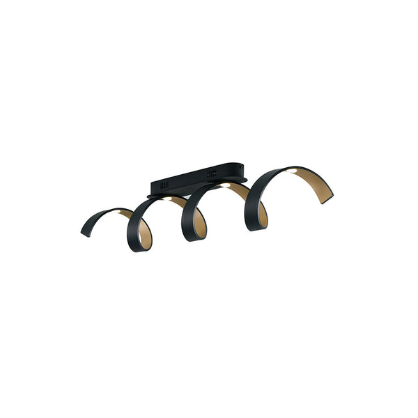 PLAFONIERA LED HELIX NERA E ORO 20W 1680LM 3000K 80X18CM