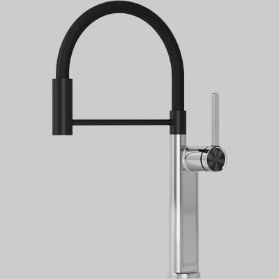 MONOCOMANDO LAVELLO CUCINA OKLAHOMA CON DOCCETTA CROMO-NERO H50044