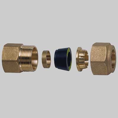 NIPLES FEMMINA CON KIT DI TENUTA PER TUBO RAME