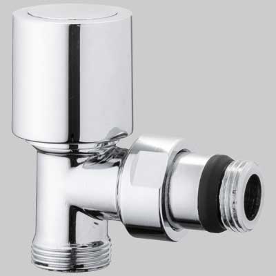 COPPIA VALVOLA E DETENTORE AIDA TERMOSTATICA A SQUADRA CROMO - 1/2 - 24 x 1.5