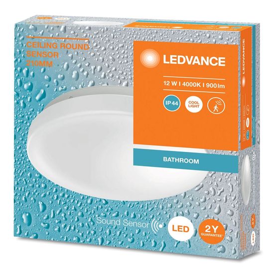 CEILING ROUND 210 AUDIO SENSOR 12W 4000K 840 IP44 LEDV