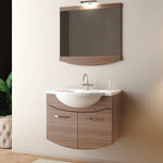 Mobile Bagno Sospeso 85 cm Olmo con Specchiera, LED e Lavabo Integrato - Serie IRIS85LO Mobo