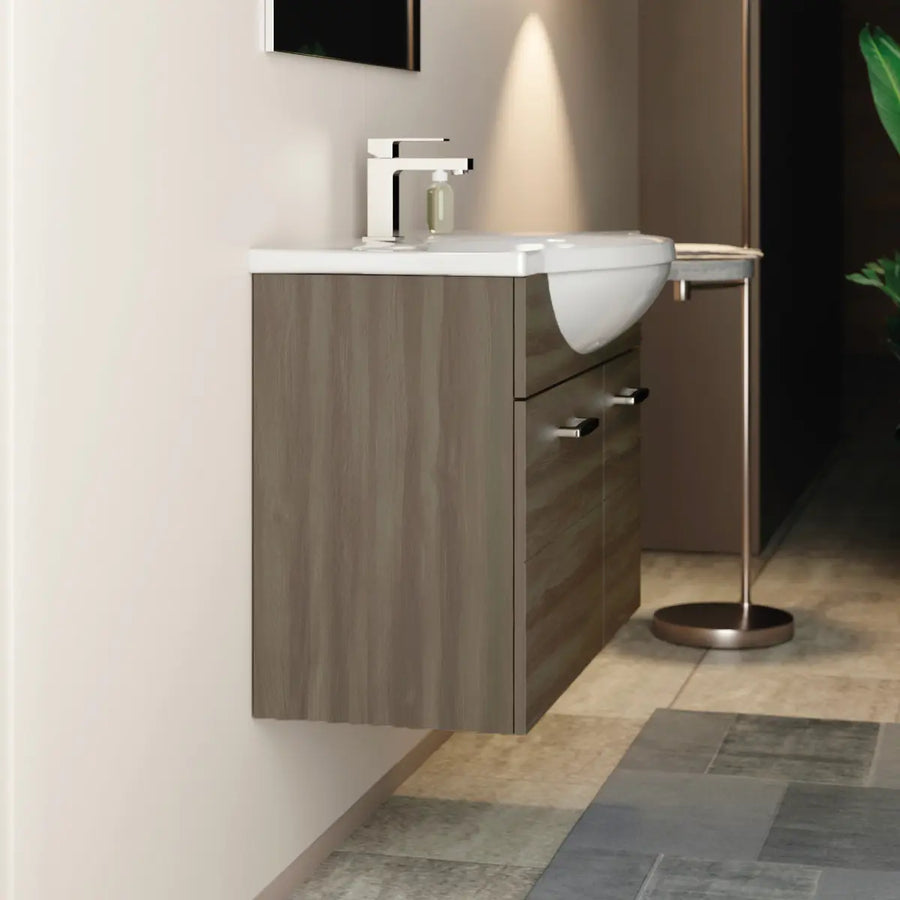 Mobile Bagno Sospeso 85 cm con Specchiera e Lavabo Integrato - Serie BAFFO85PL Mobo