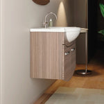 Mobile Bagno Sospeso 85 cm Olmo con Specchiera, LED e Lavabo Integrato - Serie IRIS85LO Mobo