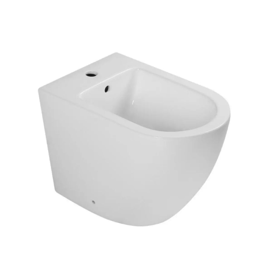 Bidet a Terra Filo Parete in Ceramica Bianca Monoforo - Serie NUBESB Barbottina