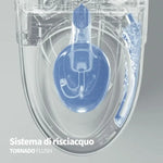 Set Kit Sanitari Bagno A Terra Filo Parete Ceramica Bianca: Vaso WC Senza Brida (Tornado Flush) + Bidet Monoforo - Serie NUBES Barbottina