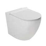 Set Kit Sanitari Bagno A Terra Filo Parete Ceramica Bianca: Vaso WC Senza Brida (Tornado Flush) + Bidet Monoforo - Serie NUBES Barbottina