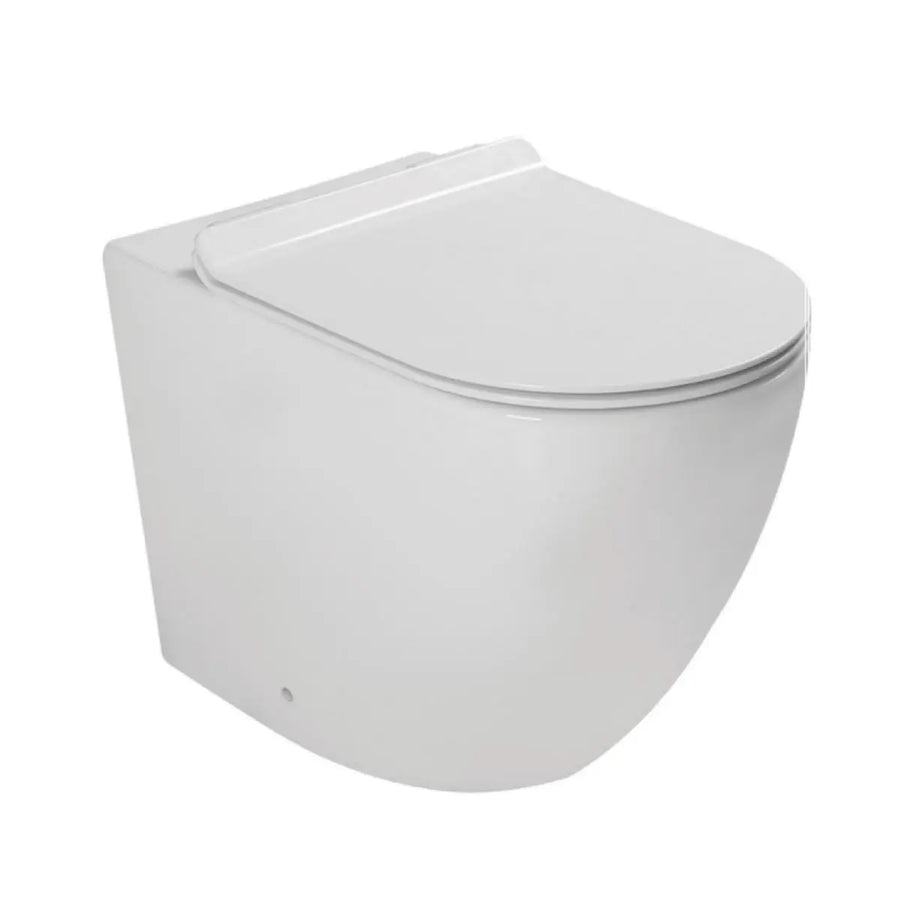Set Kit Sanitari Bagno A Terra Filo Parete Ceramica Bianca: Vaso WC Senza Brida (Tornado Flush) + Bidet Monoforo - Serie NUBES Barbottina