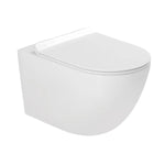 Set Kit Sanitari Bagno Sospesi Ceramica Bianca: Vaso WC Senza Brida (Tornado Flush) + Bidet Monoforo - Serie NUBES Barbottina