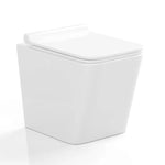 Vaso WC a Terra Filo Parete in Ceramica Bianca Senza Brida (Rimfree) - Serie PLUMAV Barbottina