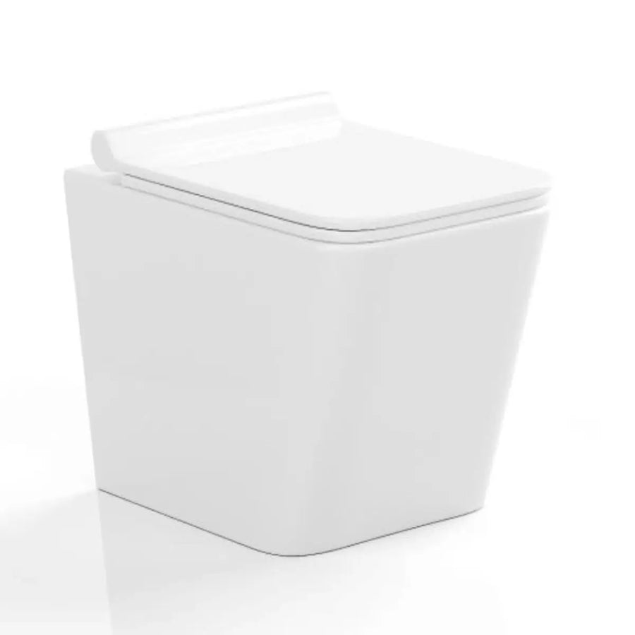 Vaso WC a Terra Filo Parete in Ceramica Bianca Senza Brida (Rimfree) - Serie PLUMAV Barbottina